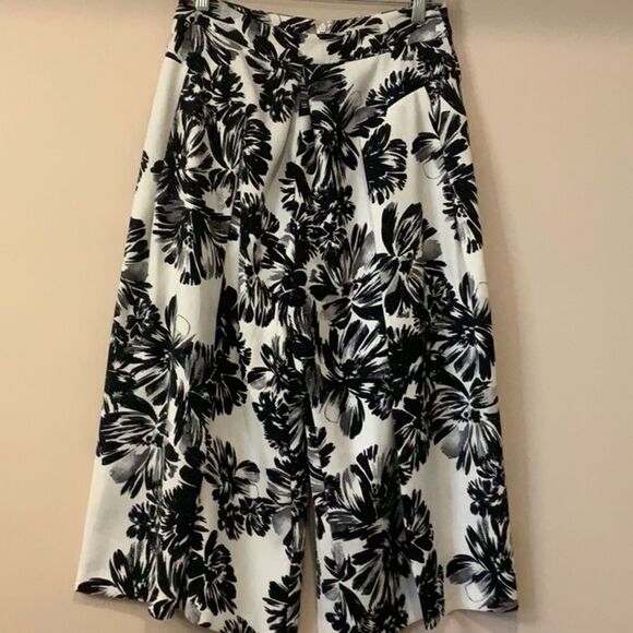 Rebecca Taylor Splashy Floral Culotte Black White Wide Leg 2 - Picture 5 of 12